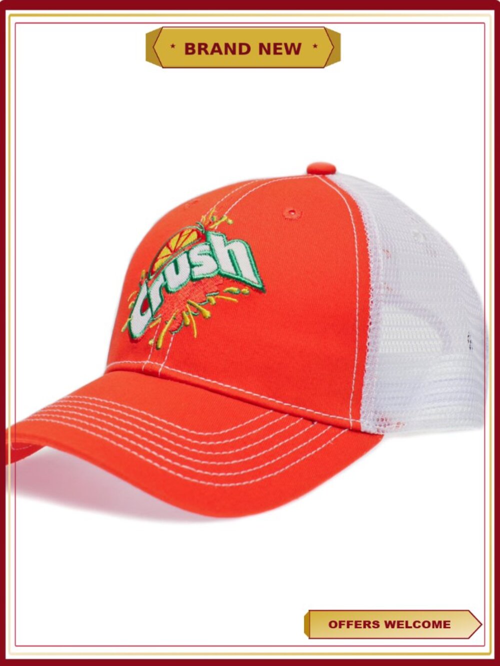 Vintage 90's Dad Trucker Cap Distressed Orange Crush Soda Pop Hat